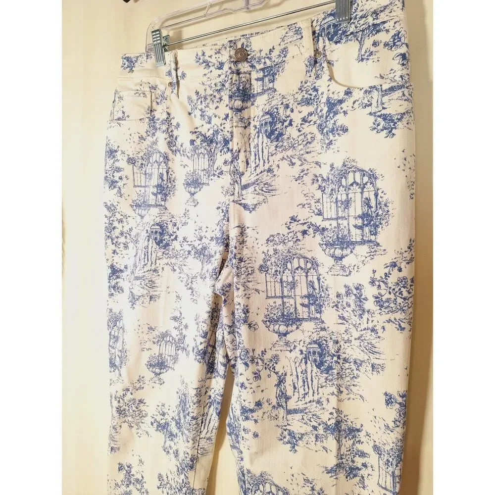 Chico's Women's Floral So Slimming Girlfriend Slim Leg Ankle Pant Size 14R - Picture 4 of 7